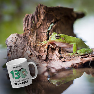Jelly & Friends Frosch Kaffeebecher mit Spruch Endlich 13 Ab jetzt offiziell Teenager