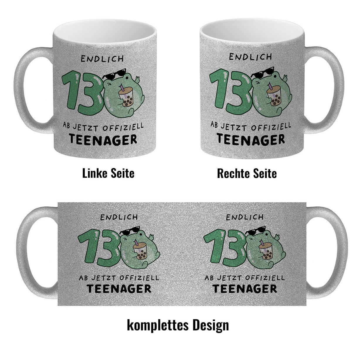 Jelly & Friends Frosch Kaffeebecher mit Spruch Endlich 13 Ab jetzt offiziell Teenager