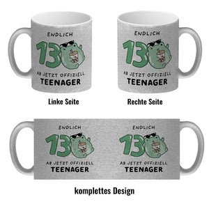 Jelly & Friends Frosch Kaffeebecher mit Spruch Endlich 13 Ab jetzt offiziell Teenager