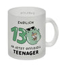 Jelly & Friends Frosch Kaffeebecher mit Spruch Endlich 13 Ab jetzt offiziell Teenager