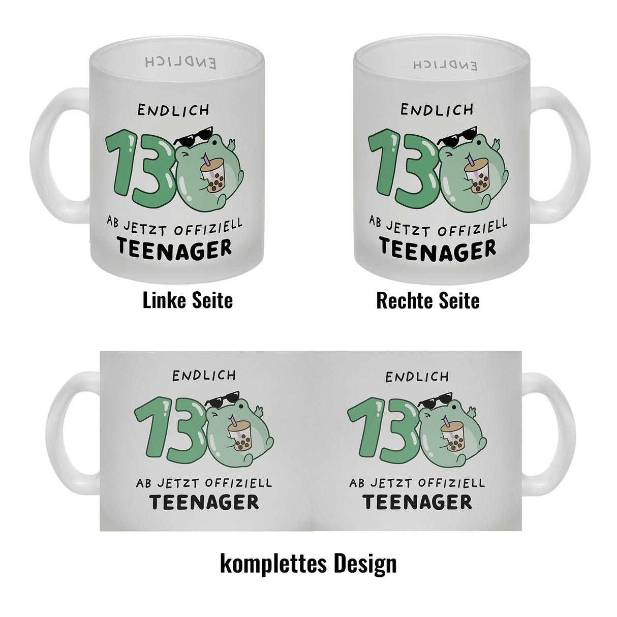 Jelly & Friends Frosch Kaffeebecher mit Spruch Endlich 13 Ab jetzt offiziell Teenager