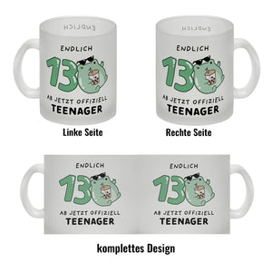 Jelly & Friends Frosch Kaffeebecher mit Spruch Endlich 13 Ab jetzt offiziell Teenager
