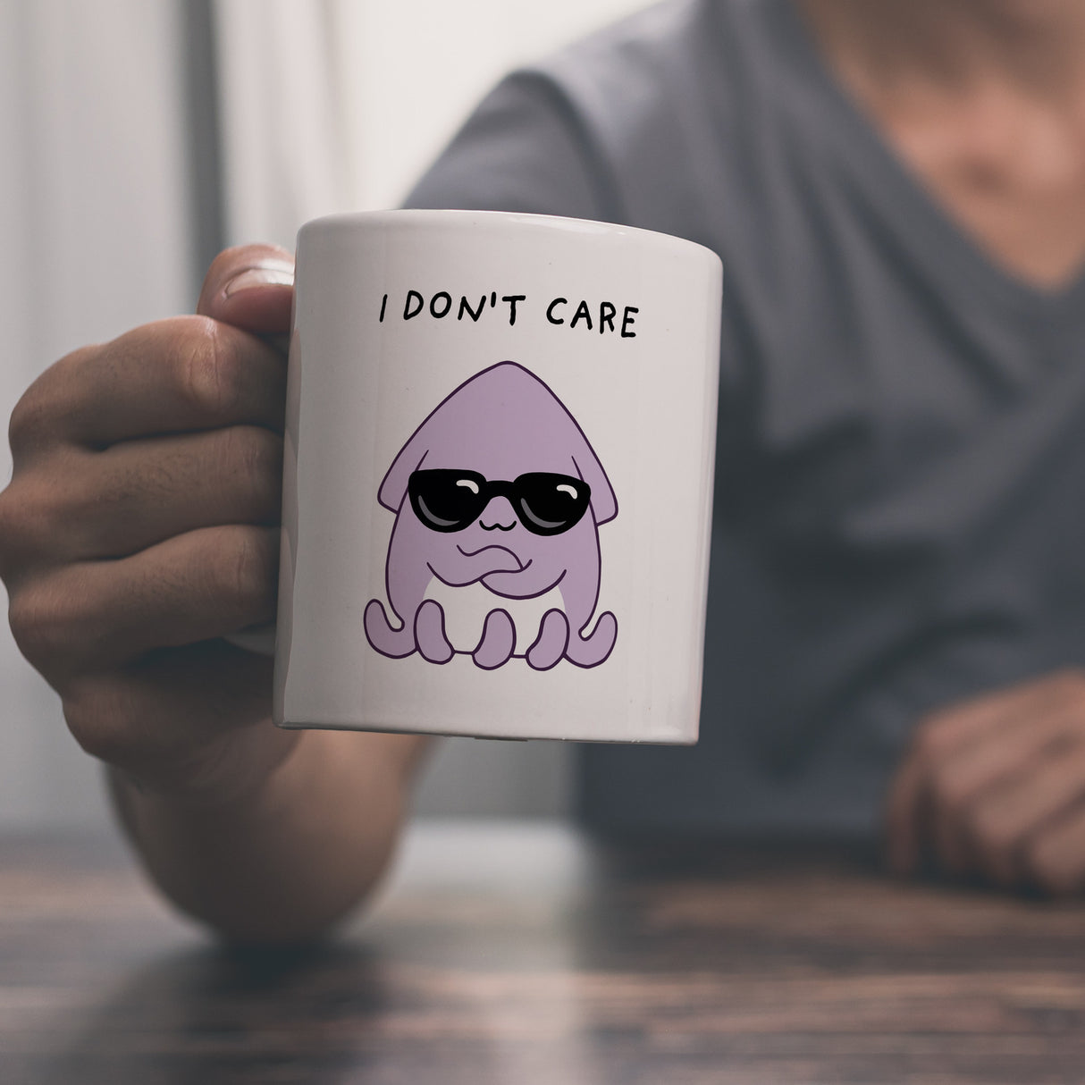 Jelly & Friends Tintenfisch Kaffeebecher mit Spruch I don‘t care