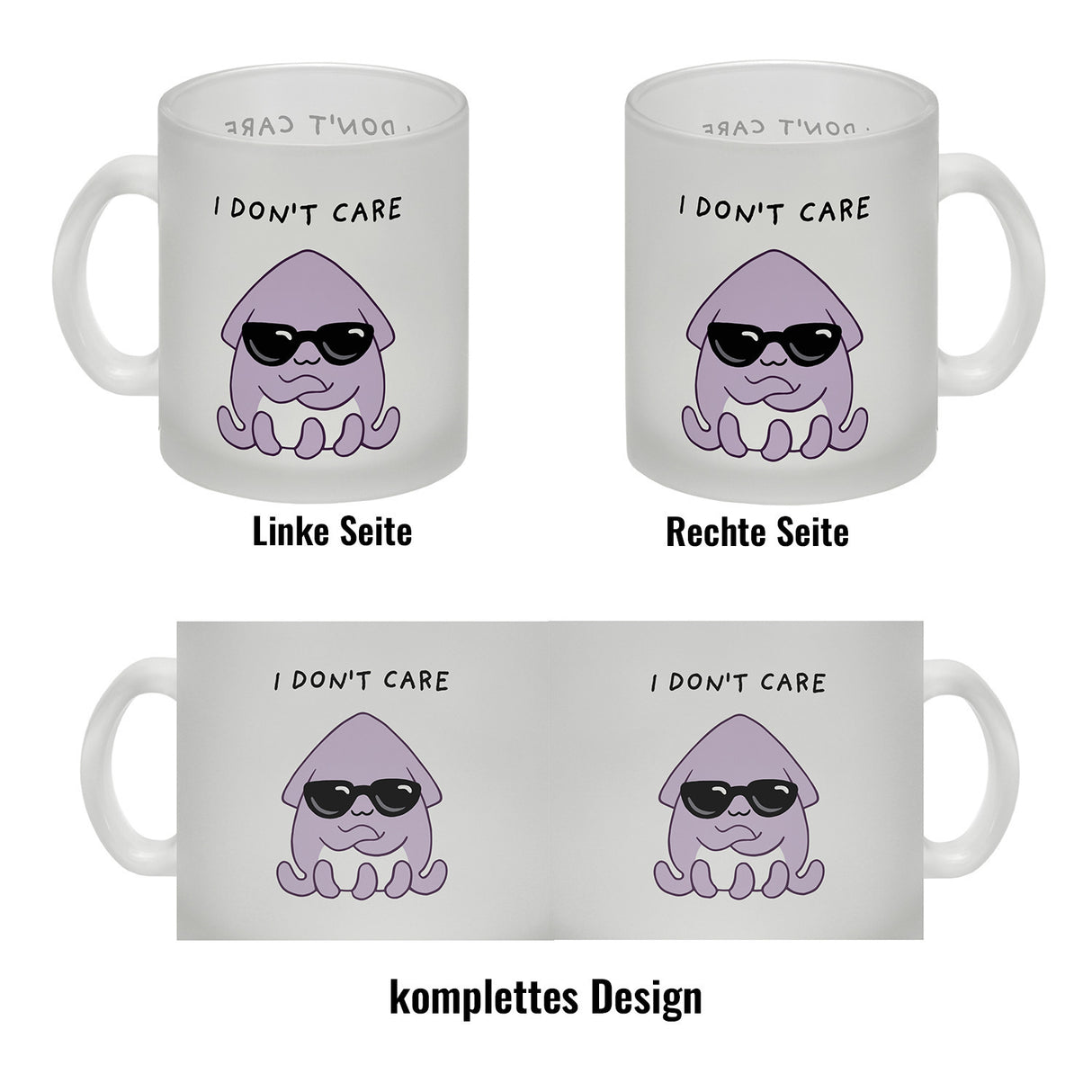 Jelly & Friends Tintenfisch Kaffeebecher mit Spruch I don‘t care