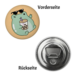 Jelly & Friends Frosch mit Bubbletea Magnet rund