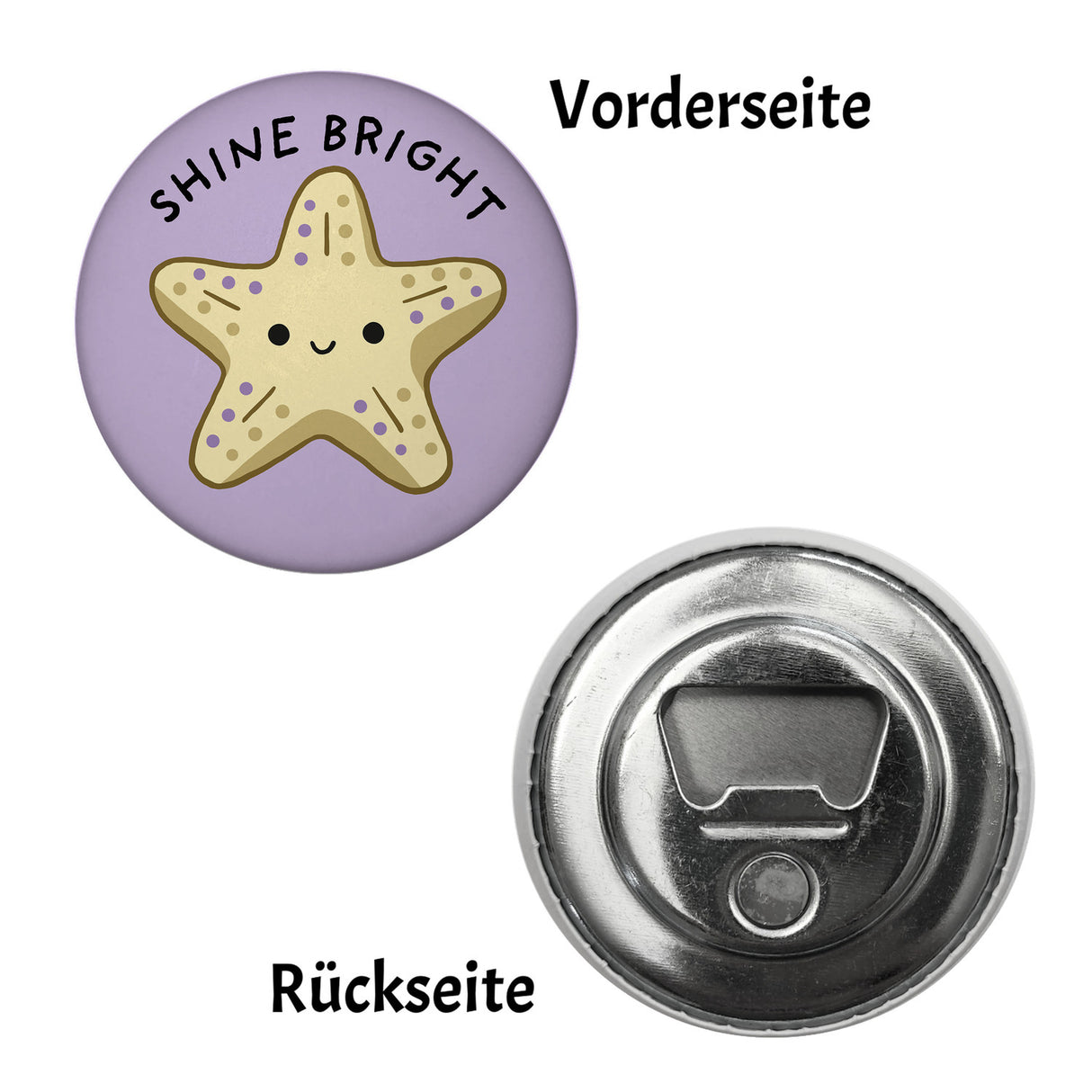 Jelly & Friends Seestern Magnet rund mit Spruch Shine bright