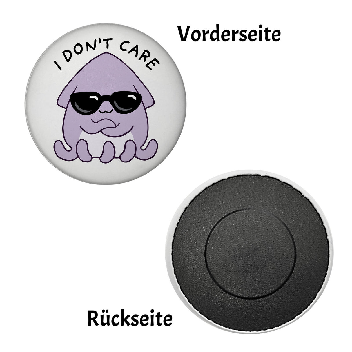 Jelly & Friends Tintenfisch Magnet rund mit Spruch I don‘t care