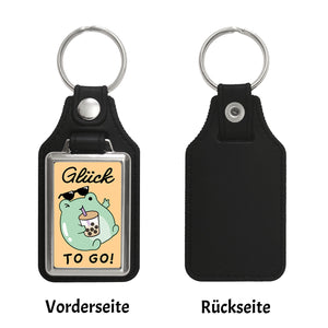 Jelly & Friends Frosch mit Bubbletea Schlüsselanhänger mit Spruch Glück To Go