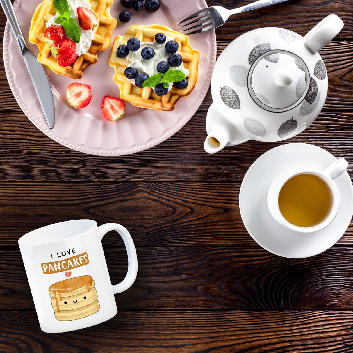 Pancake Kaffeebecher mit Spruch I love pancakes