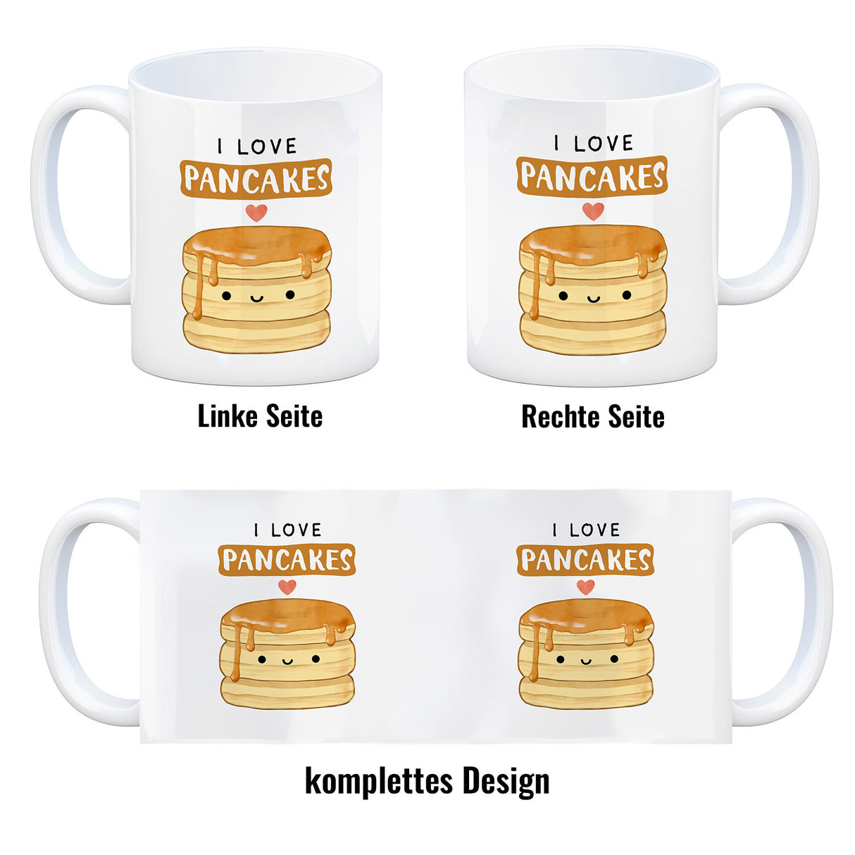 Pancake Kaffeebecher mit Spruch I love pancakes