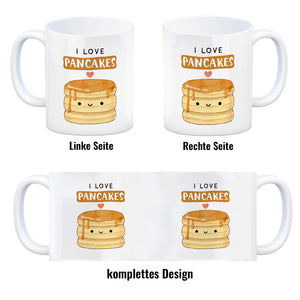 Pancake Kaffeebecher mit Spruch I love pancakes