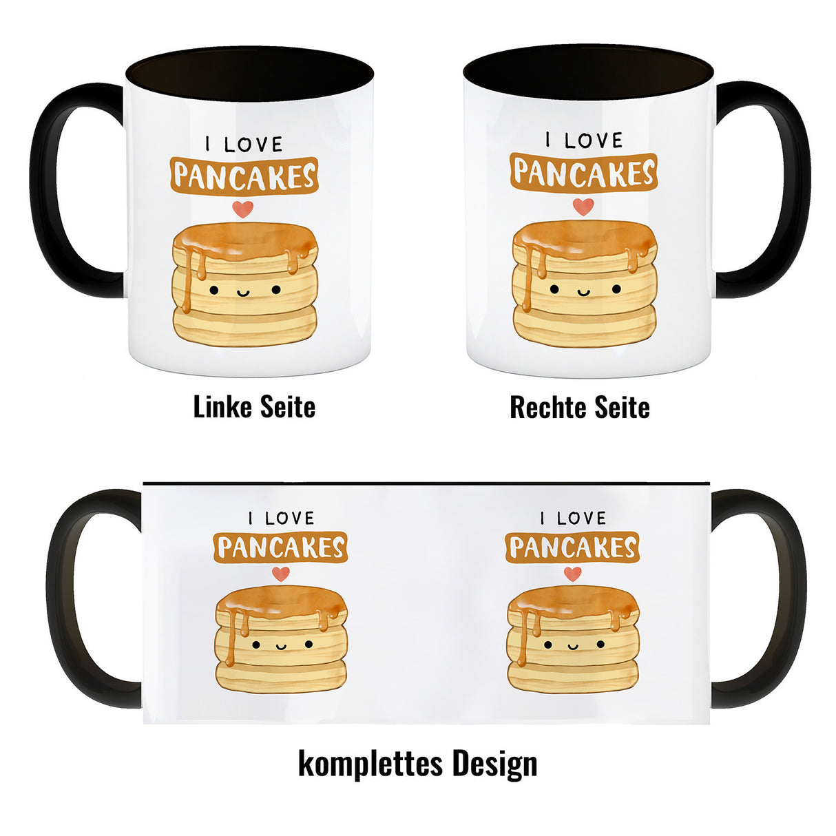 Pancake Kaffeebecher mit Spruch I love pancakes