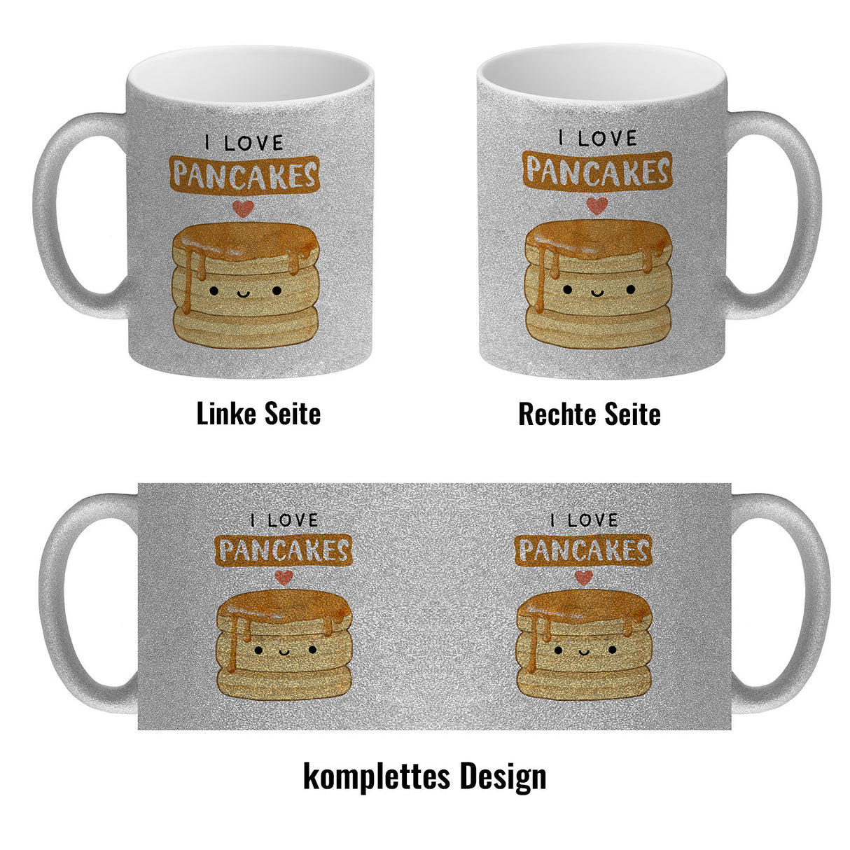 Pancake Kaffeebecher mit Spruch I love pancakes