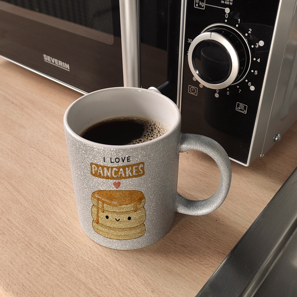 Pancake Kaffeebecher mit Spruch I love pancakes