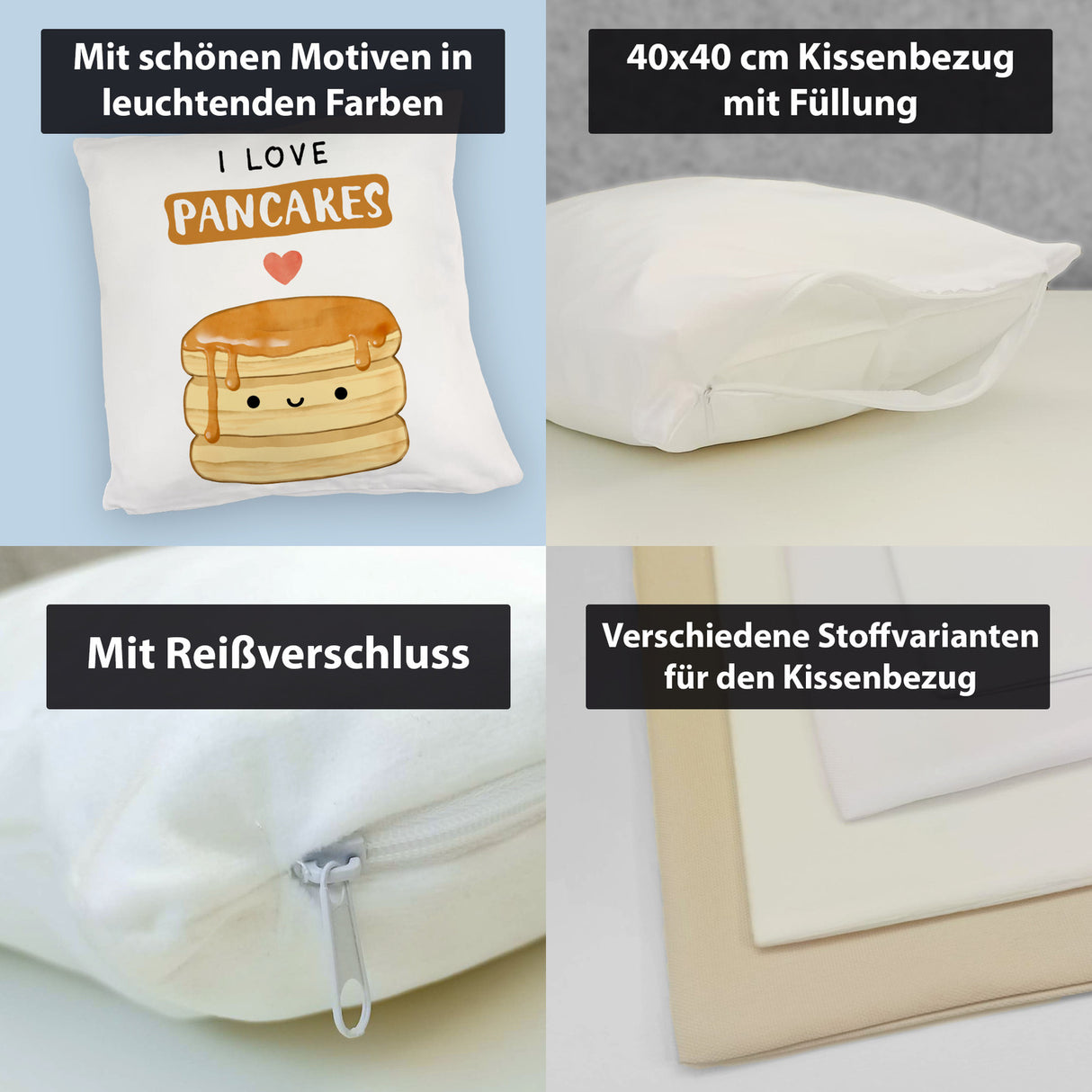 Pancake Kissen mit Spruch I love pancakes