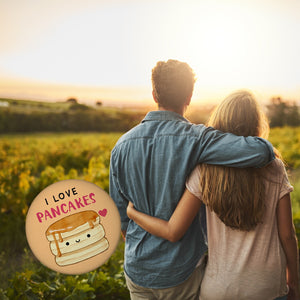 Pancake Magnet rund mit Spruch I love pancakes