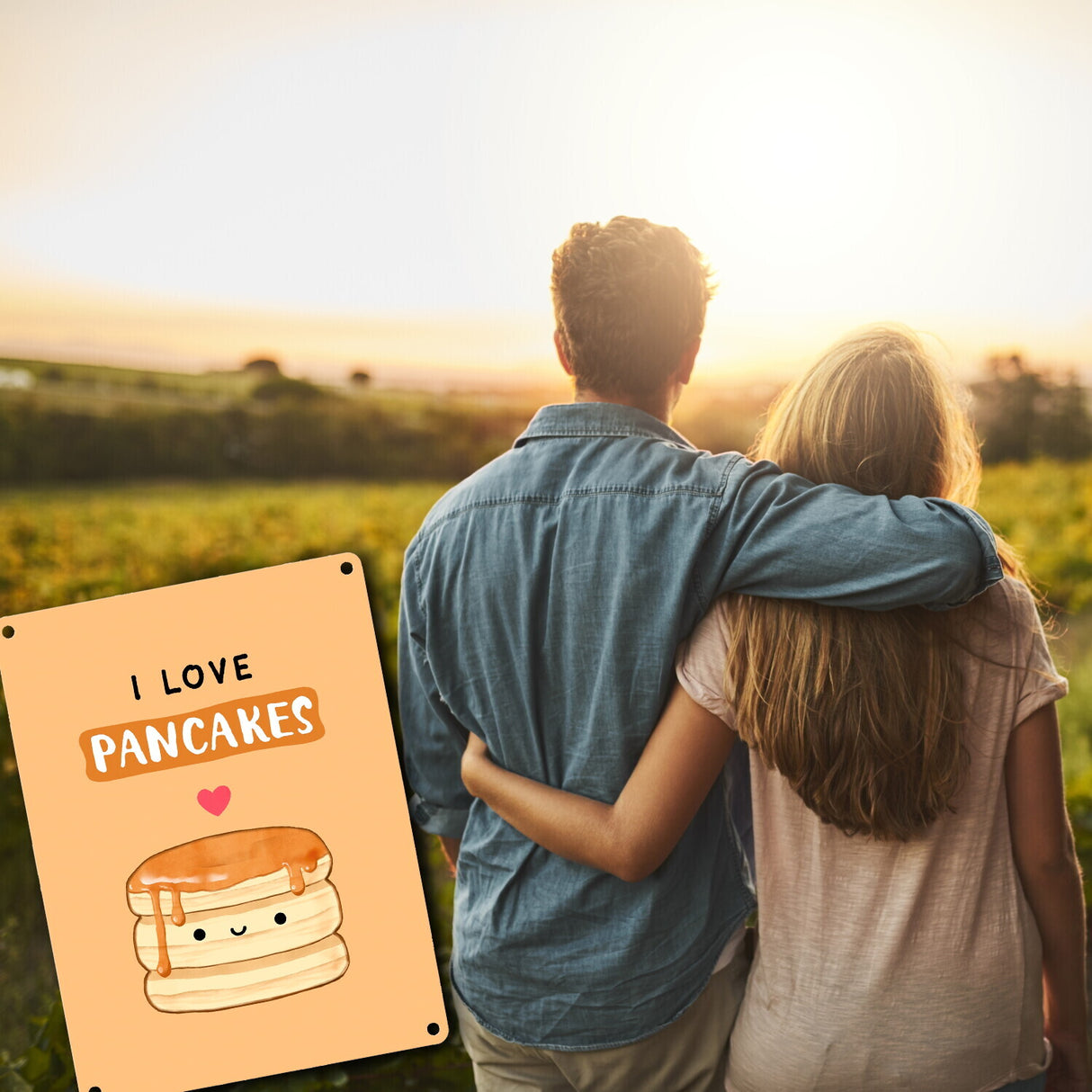 Pancake Metallschild in 15x20 cm mit Spruch I love pancakes