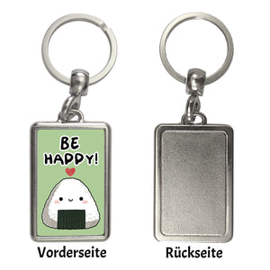 Onigiri Sushi Schlüsselanhänger mit Spruch Be happy