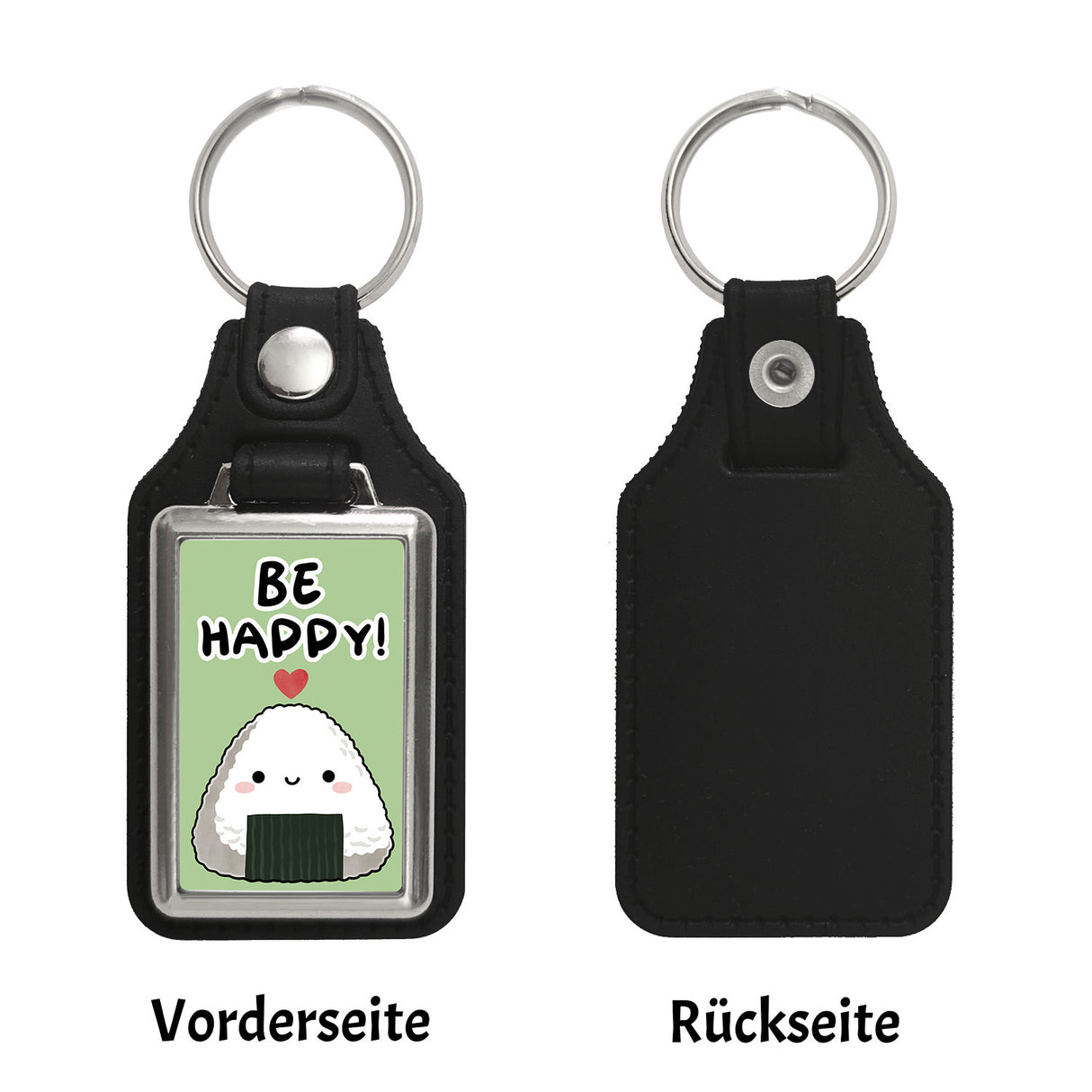 Onigiri Sushi Schlüsselanhänger mit Spruch Be happy