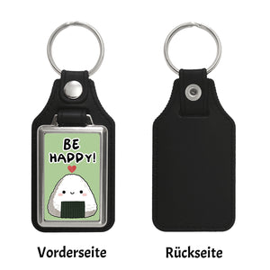 Onigiri Sushi Schlüsselanhänger mit Spruch Be happy