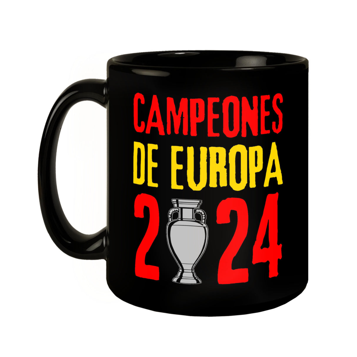 Spanien Europameister 2024 Tasse in Schwarz mit Spruch Campeones de Europa 2024