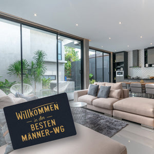 Willkommen in der besten Männer-WG Fußmatte in 35x50 cm ohne Rand