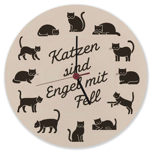 Katzen sind Engel mit Fell Wanduhr