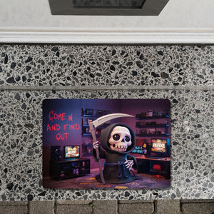 Skelett des Sensenmanns Zocker Fußmatte in 35x50 cm ohne Rand - Come in and find out