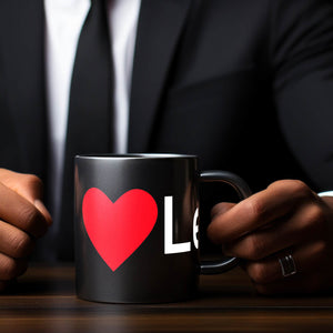 Schwarze Tasse mit Herz Leipzig - Leipzig Kaffeebecher