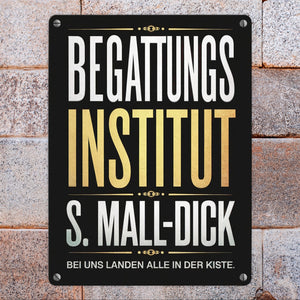 Begattungsinstitut Metallschild in 15x20 cm - Bei uns landen alle in der Kiste
