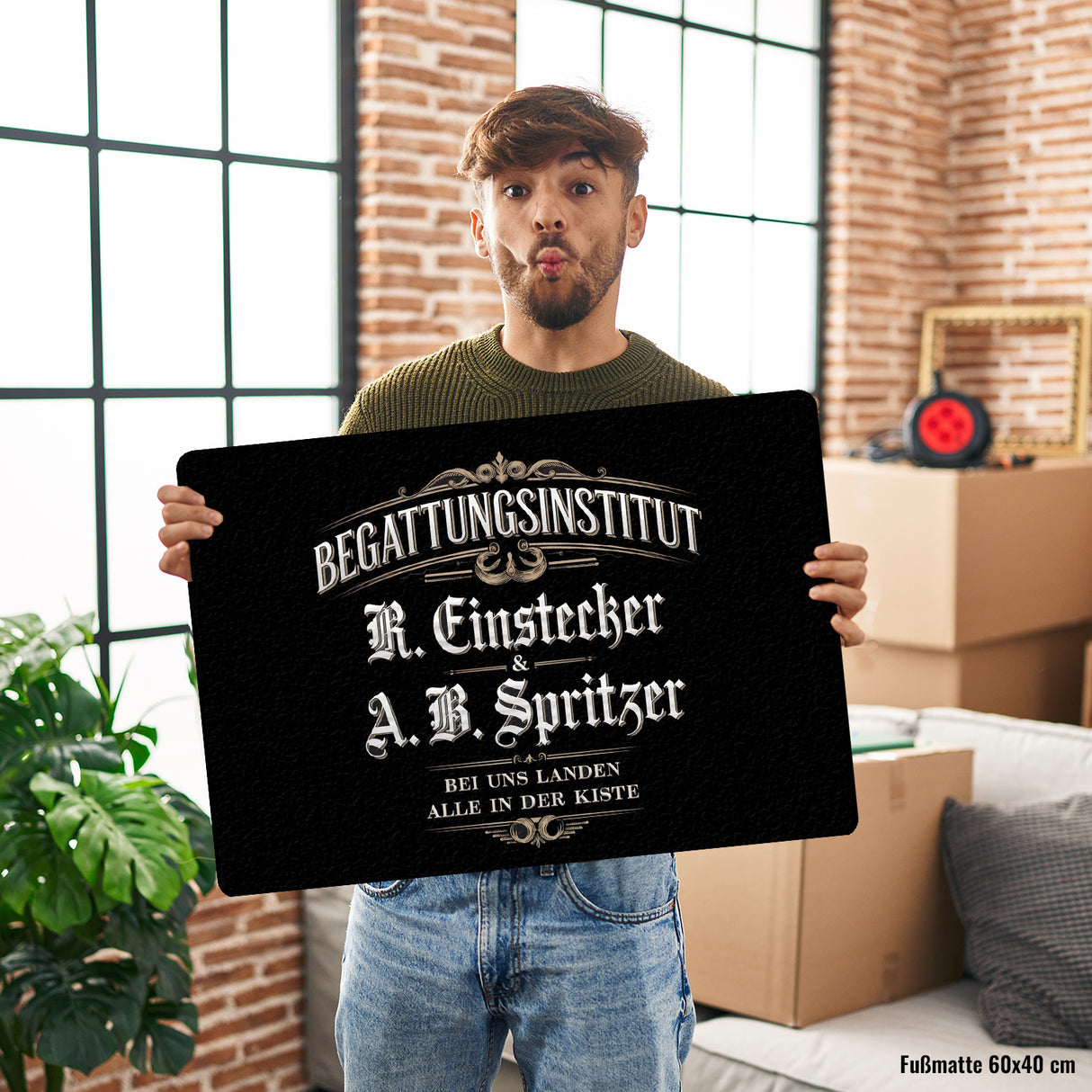 Begattungsinstitut Fußmatte in 35x50 cm ohne Rand - Bei uns landen alle in der Kiste