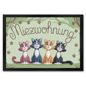 Vier farbige Katzen - Miezwohnung Fußmatte in 35x50 cm