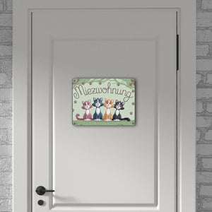 Vier farbige Katzen - Miezwohnung Metallschild in 15x20 cm