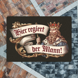 König mit Zepter - Hier regiert der Mann Fußmatte in 35x50 cm ohne Rand