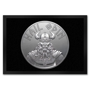 HAIL ODIN Fußmatte in 35x50 cm - Silbernes Amulett
