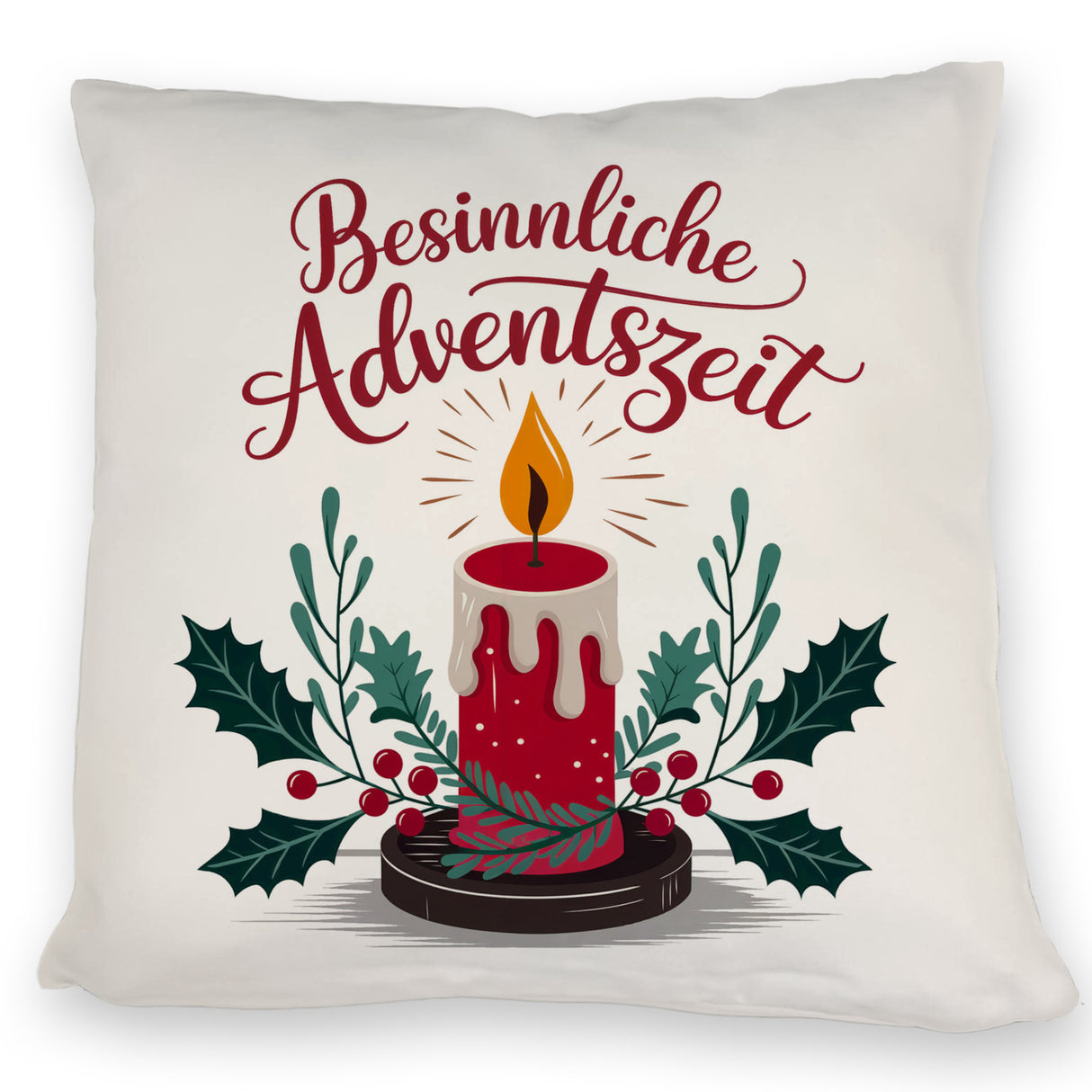 Rote Kerze Weihnachts Kissen Besinnliche Adventszeit