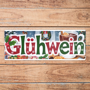 Glühwein Metallschild für den Weihnachtsmarkt