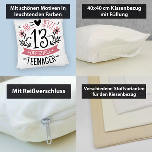 Ab jetzt offiziell Teenager Kissen zum 13. Geburtstag