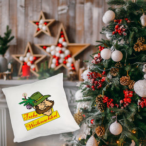Bayer mit Hut Kissen mit Spruch Frohe Weihnachten
