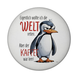 Cartoon-Pinguin Welt retten Kaffee leer Magnet