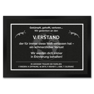 Witzige Fußmatte in 35x50 cm mit Weltkugel und Trauersymbolen