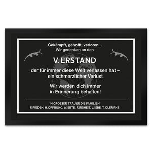 Witzige Fußmatte in 35x50 cm mit Weltkugel und Trauersymbolen