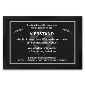 Witzige Fußmatte in 35x50 cm mit Weltkugel und Trauersymbolen