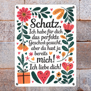 Metallschild in 15x20 cm Du hast ja mich