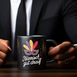 Karnevalsmaske Närrisch gut drauf Tasse