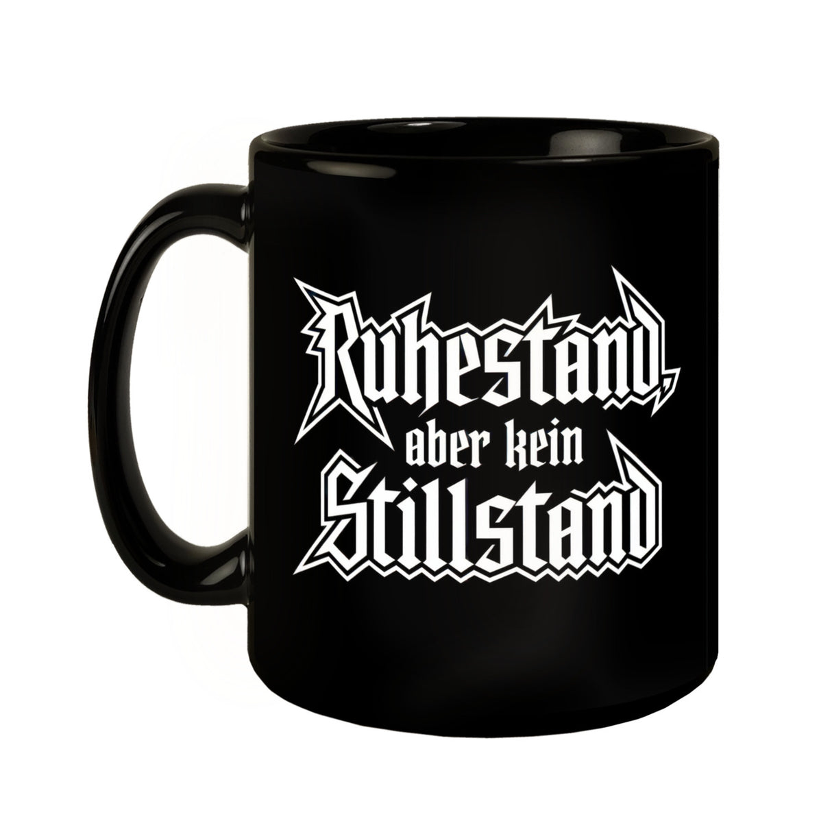 Ruhestand, aber kein Stillstand Tasse im Rockband Stil