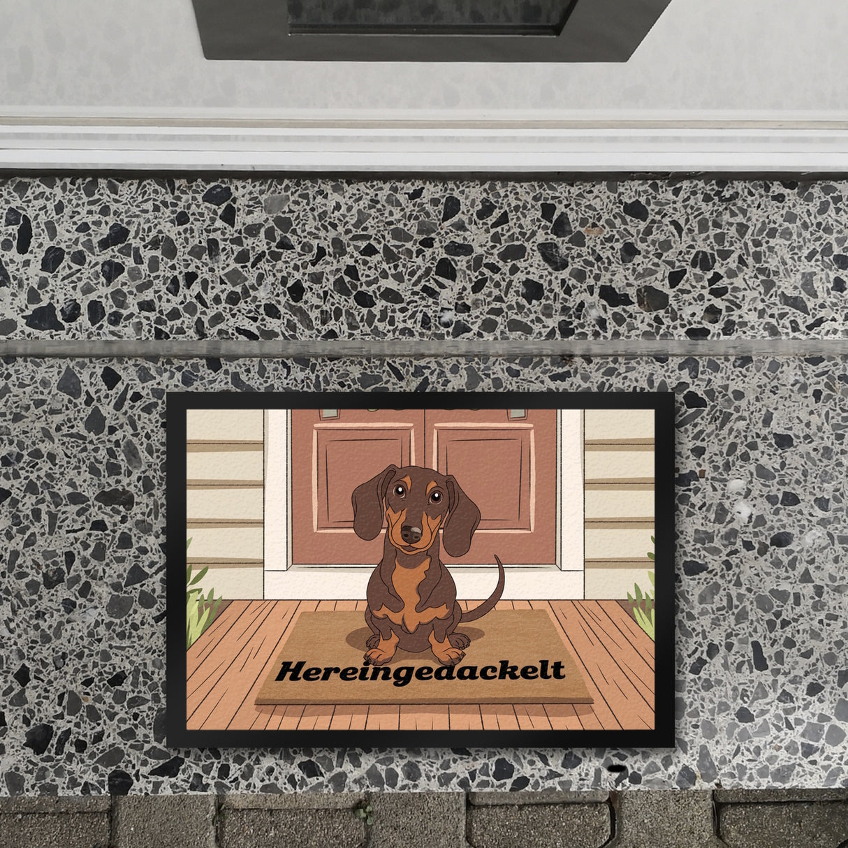 Hereingedackelt Dackel Fußmatte in 35x50 cm für Dackel-Liebhaber
