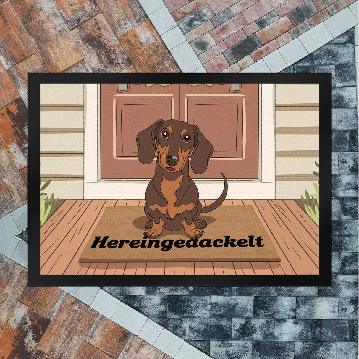 Hereingedackelt Dackel Fußmatte in 35x50 cm für Dackel-Liebhaber