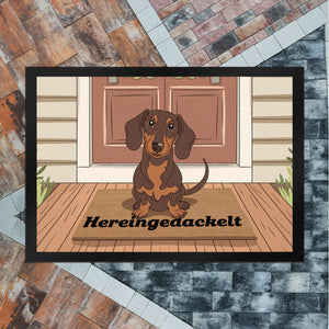 Hereingedackelt Dackel Fußmatte in 35x50 cm für Dackel-Liebhaber