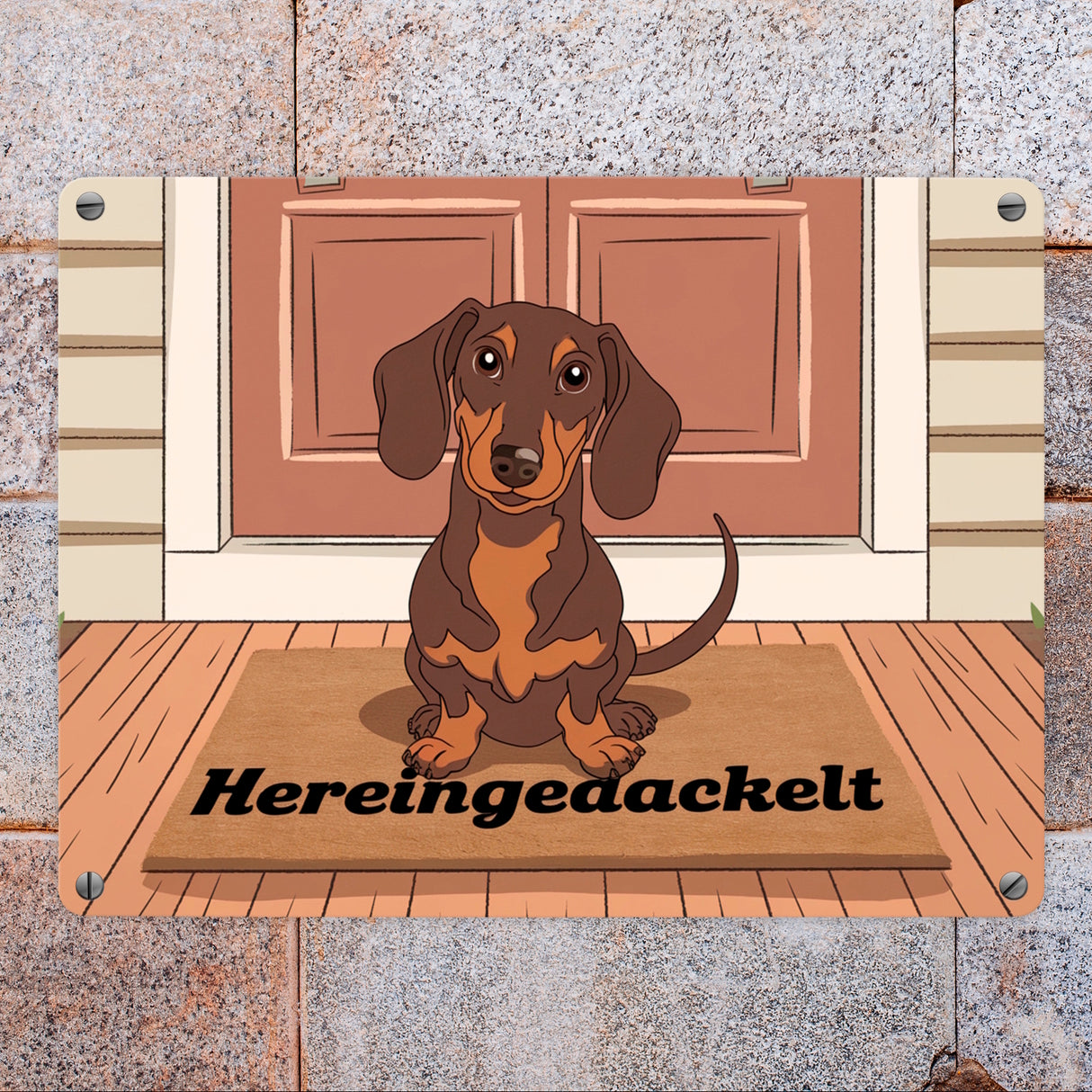 Hereingedackelt Dackel Metallschild in 15x20 cm für Dackel-Liebhaber